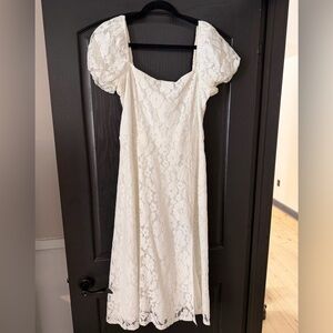 Francesca’s Ivory Textured Lace Sundress